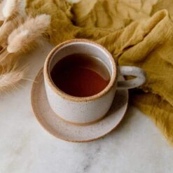 Cup And Saucer - Plastic Free Coffee Cup, Multiple Colors, Stoneware Tea Cup, Handmade In USA