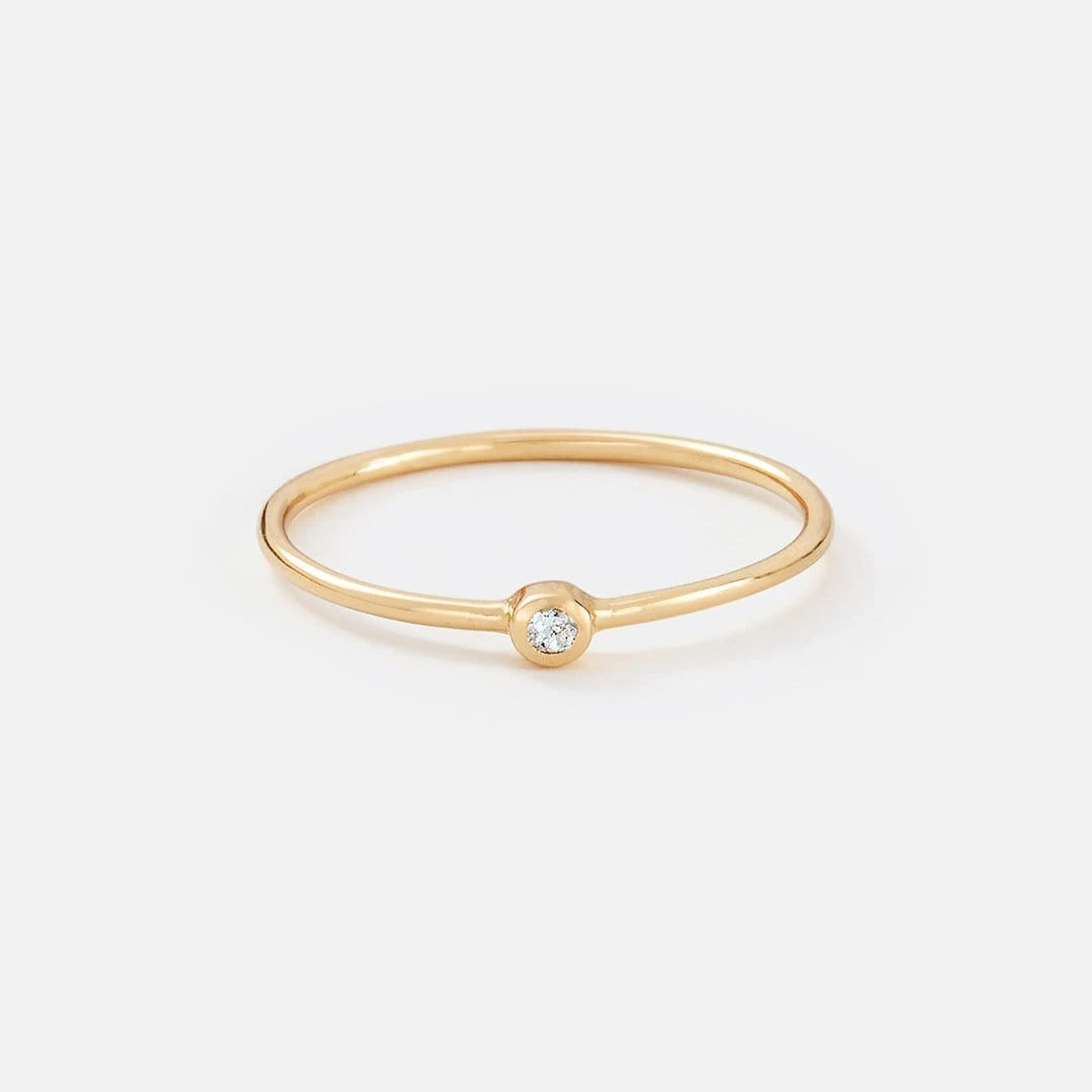 Gold Small Sparkling White Topaz Ring - Image 2